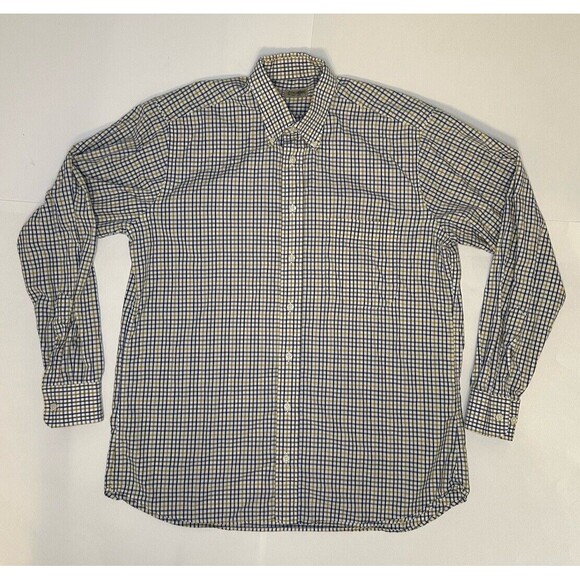Gitman Bros Dress Shirt Men’s Long Sleeve Plaid Button Down Blue White Size L - Picture 2 of 11